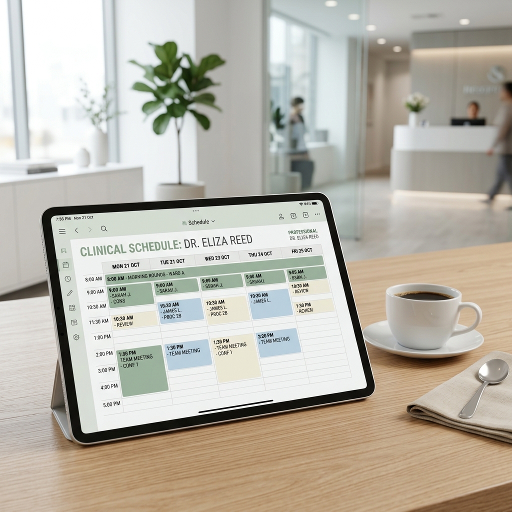 Gestão de agenda em tablet